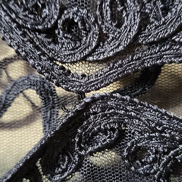 EUC- Vintage Sheer Black Mesh Soutache Bolero Jacket - Picture 2 of 3